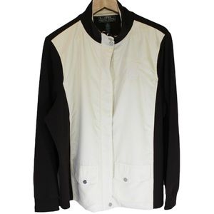 LAUREN RALPH LAUREN Active Crested Cream Brown Jacket Full Zip Size 2XL